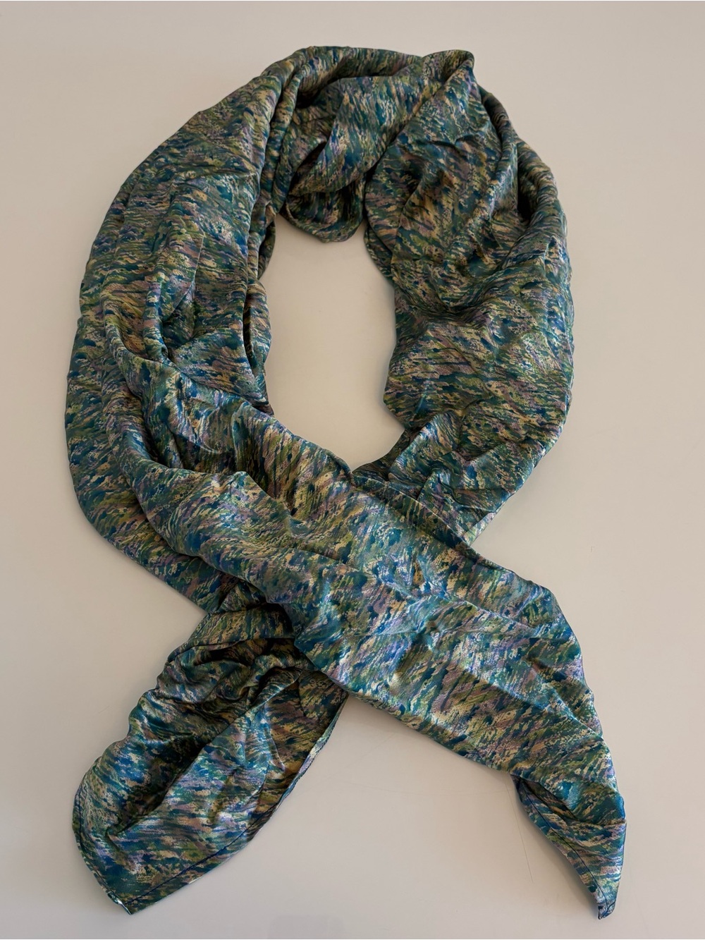 100% Silk Green Multi-Tone Women's Lightweight Scarf